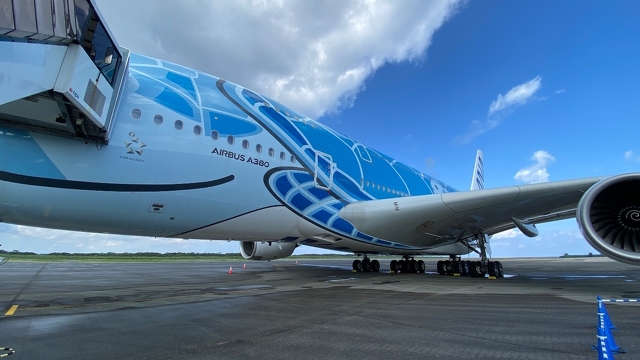 駐機場のANA A380