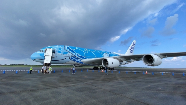 駐機場のANA A380